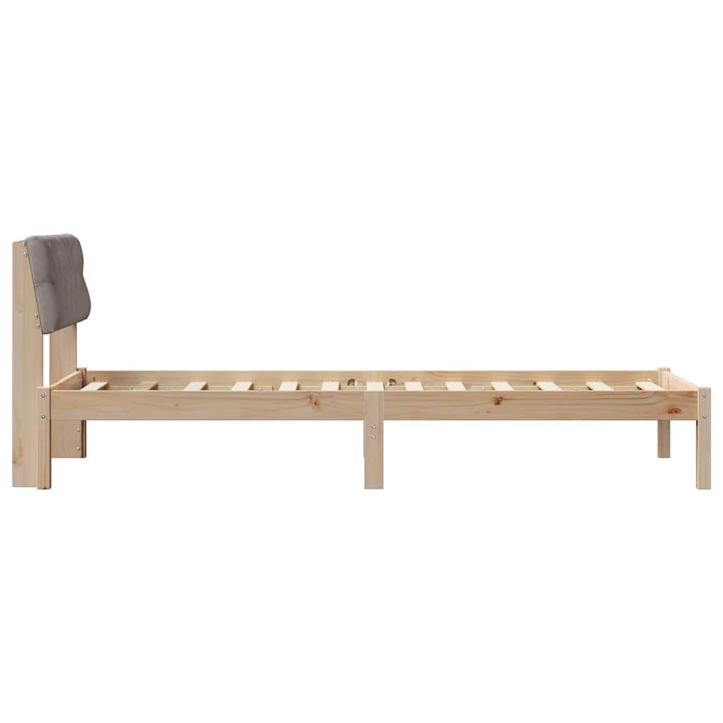 Bed frame Brown and taupe 75 x 190 cm Solid pine wood