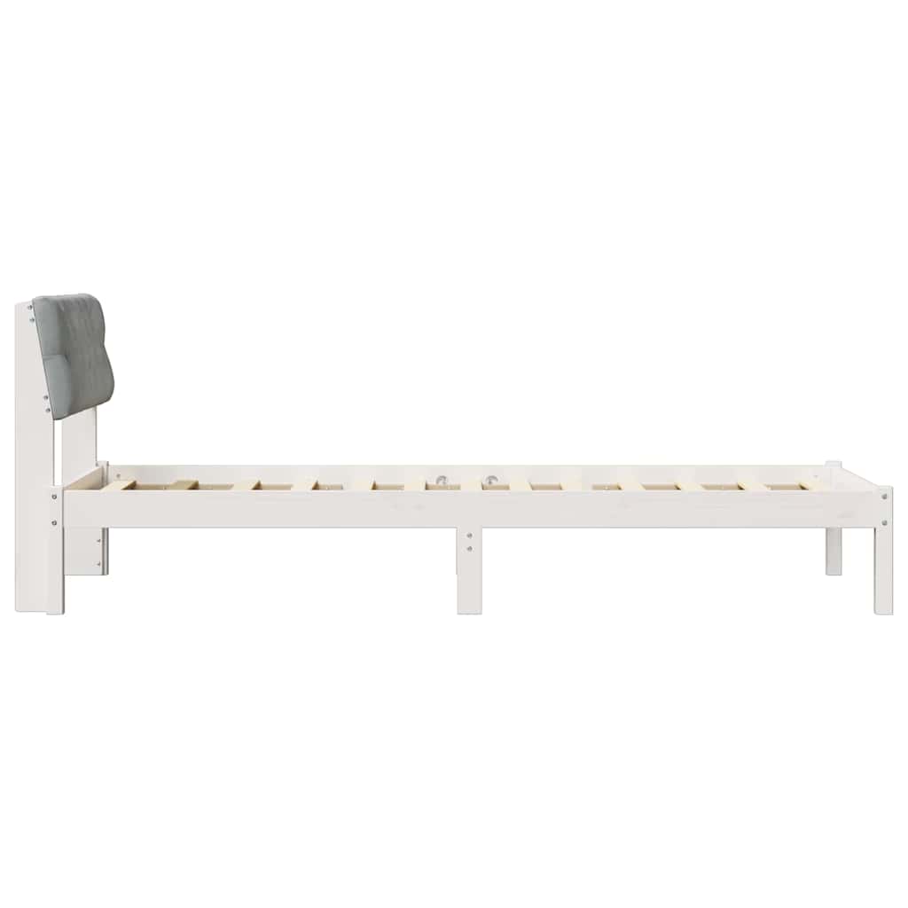 Bed frame White and light grey 75 x 190 cm Solid pine wood