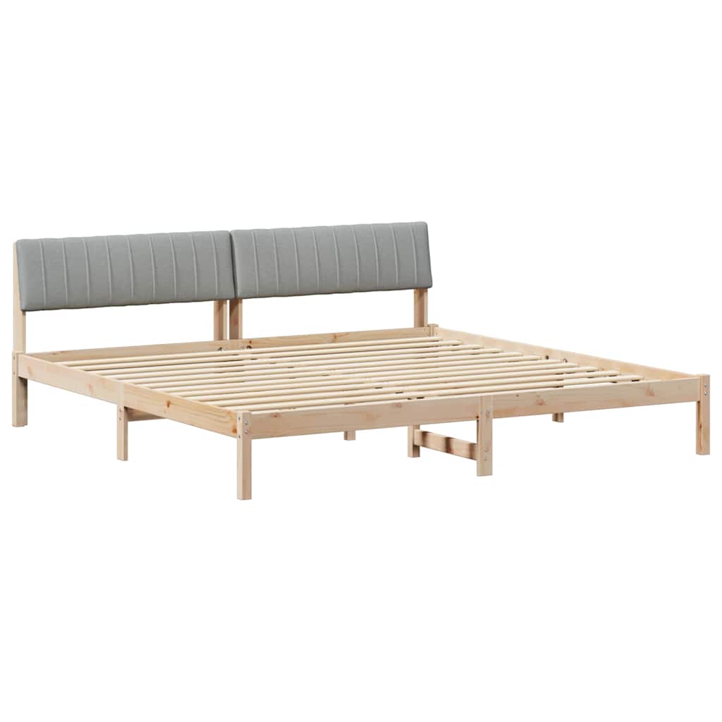 Bed frame Brown and light grey 160 x 200 cm Solid pine wood