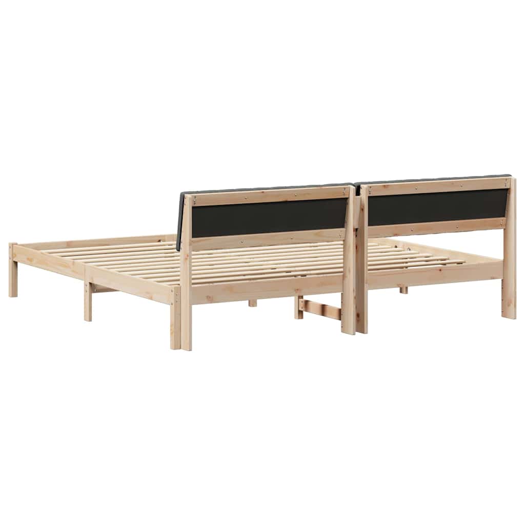 Bed frame Brown and dark grey 160 x 200 cm Solid pine wood