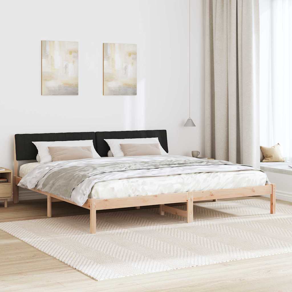 Bed frame Brown and black 160 x 200 cm Solid pine wood