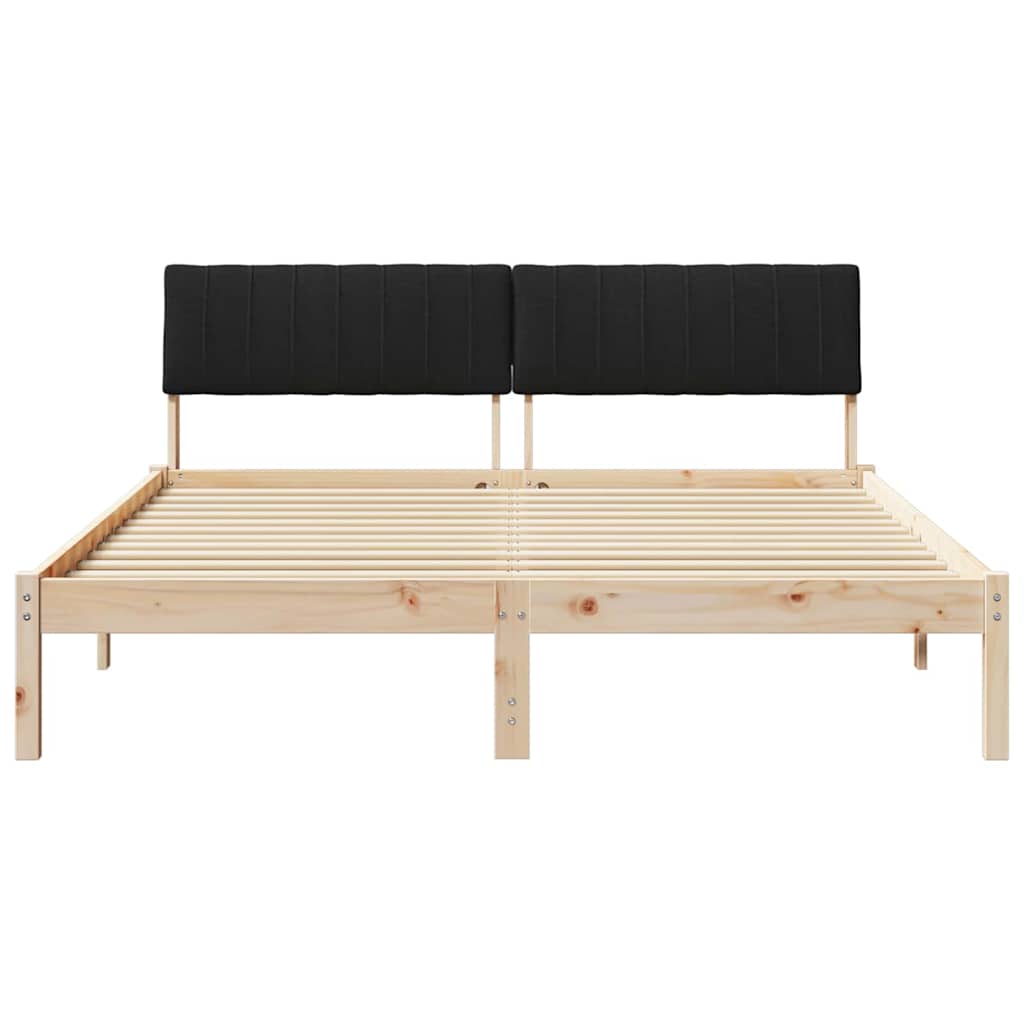 Bed frame Brown and black 160 x 200 cm Solid pine wood