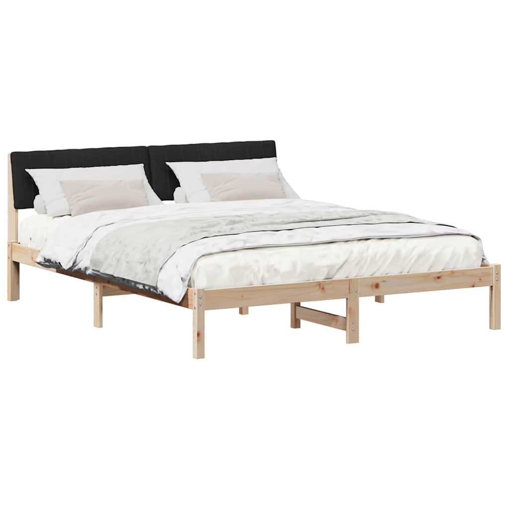 Bed frame Brown and black 160 x 200 cm Solid pine wood