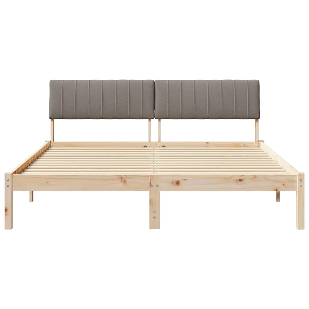 Bed frame Brown and taupe 160 x 200 cm Solid pine wood