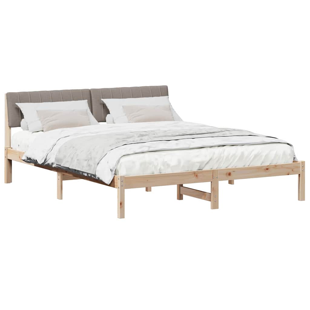 Bed frame Brown and taupe 160 x 200 cm Solid pine wood