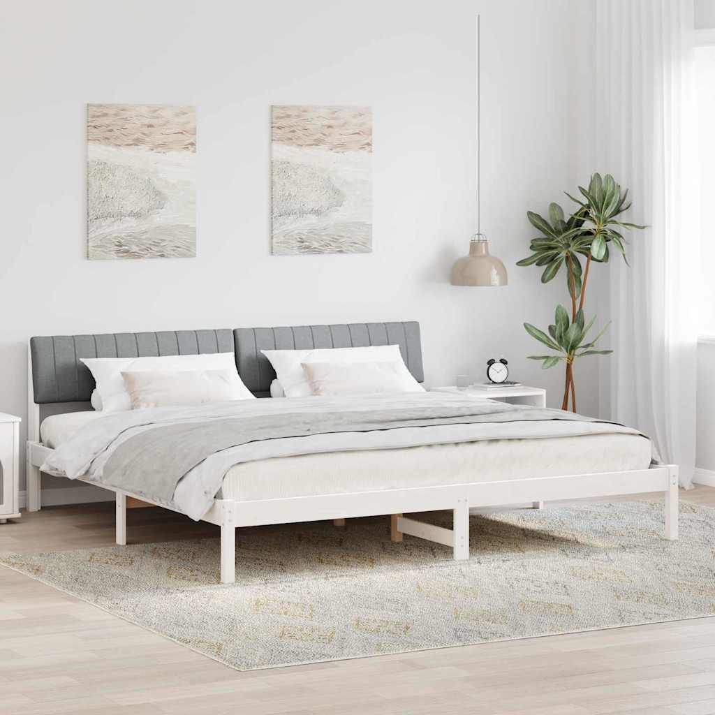 Bed frame White and light grey 160 x 200 cm Solid pine wood