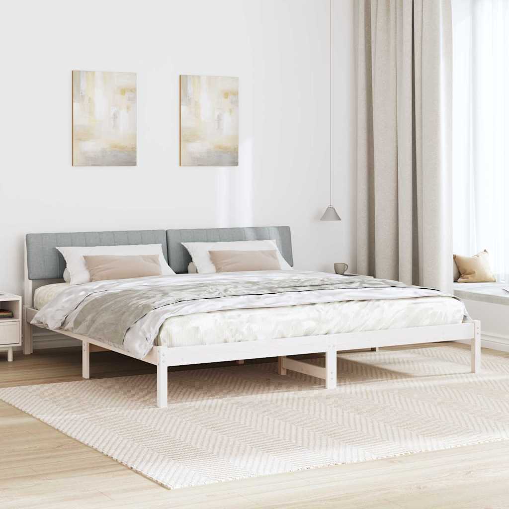 Bed frame White and light grey 160 x 200 cm Solid pine wood