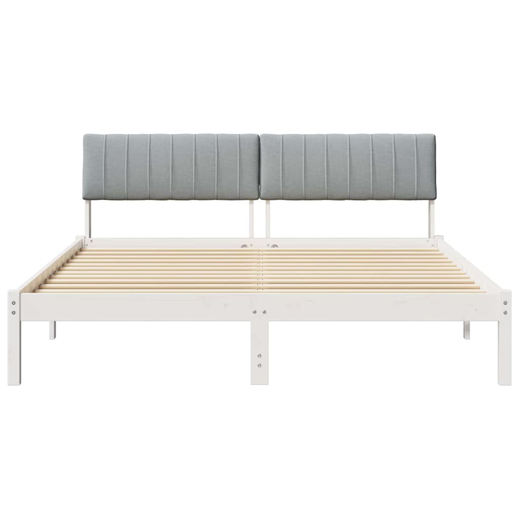 Bed frame White and light grey 160 x 200 cm Solid pine wood