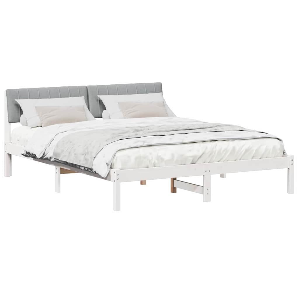 Bed frame White and light grey 160 x 200 cm Solid pine wood