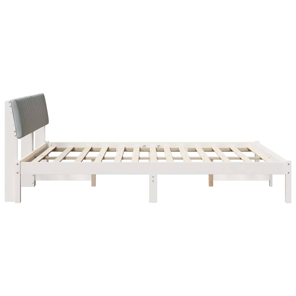 Bed frame White and light grey 160 x 200 cm Solid pine wood