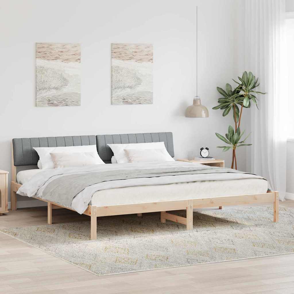 Bed frame Brown and light grey 150 x 200 cm Solid pine wood