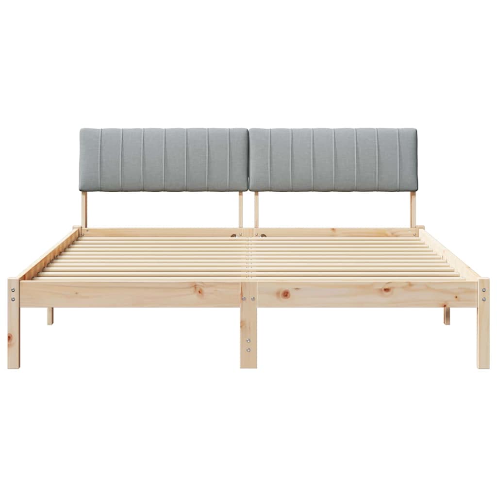 Bed frame Brown and light grey 150 x 200 cm Solid pine wood