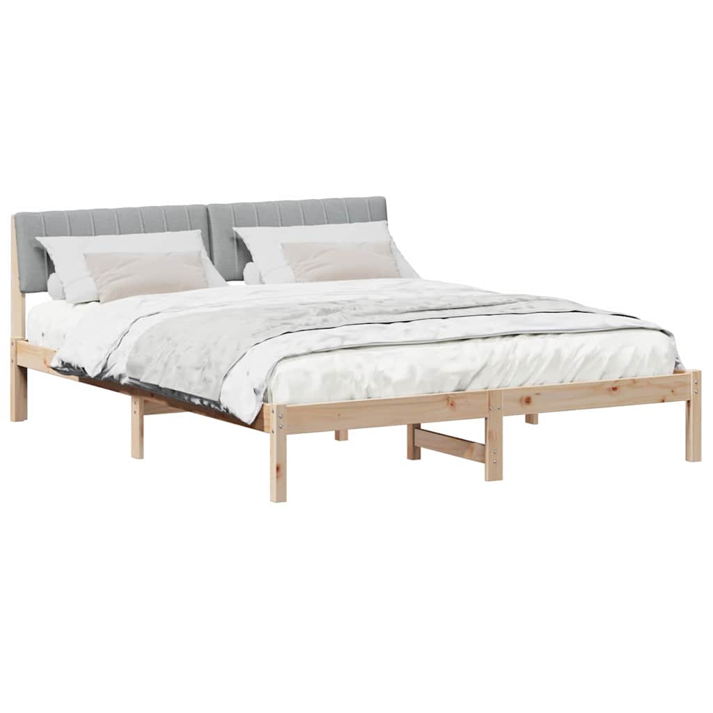 Bed frame Brown and light grey 150 x 200 cm Solid pine wood