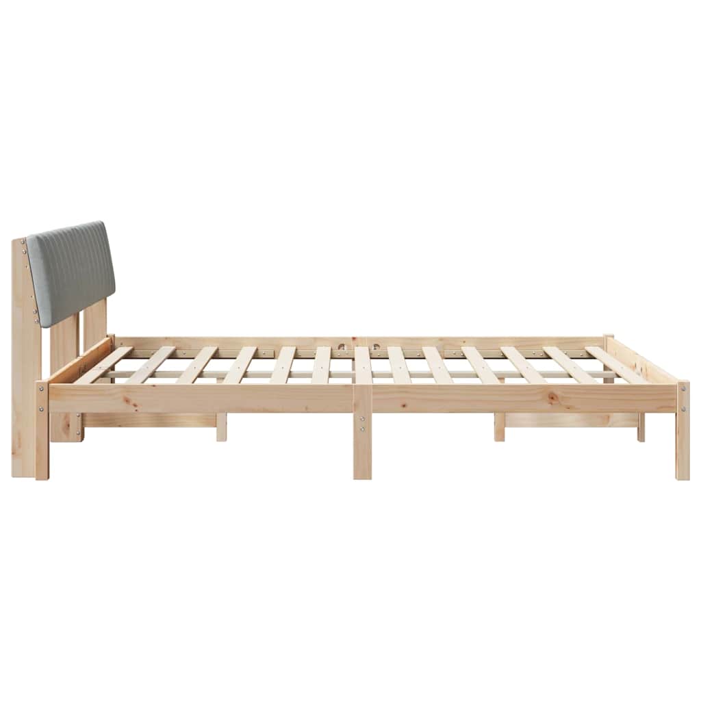 Bed frame Brown and light grey 150 x 200 cm Solid pine wood