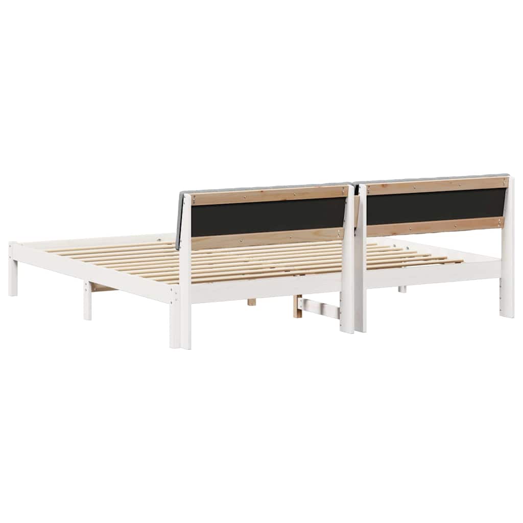 Bed frame White and light grey 150 x 200 cm Solid pine wood