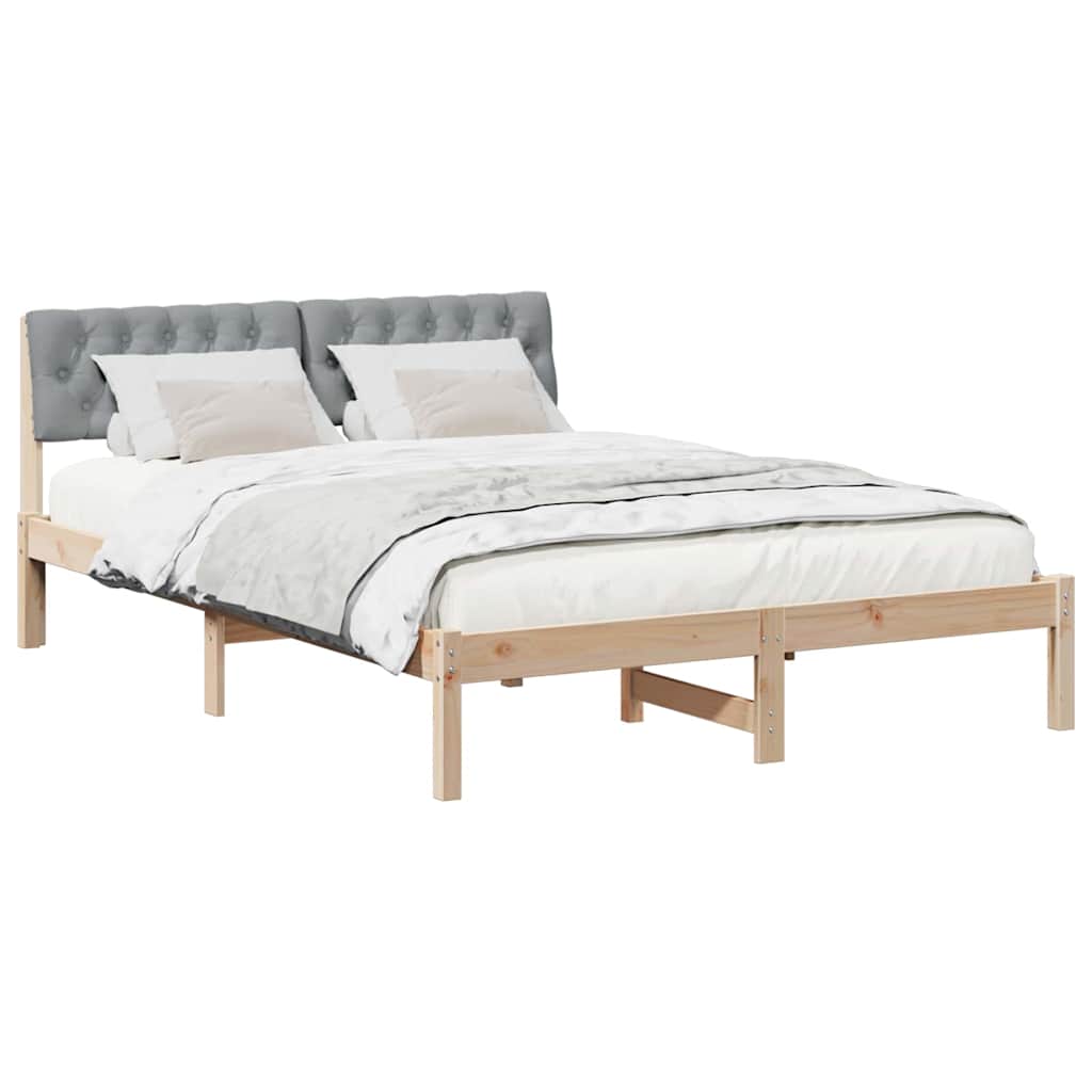 Bed frame Brown and light grey 140 x 200 cm Solid pine wood