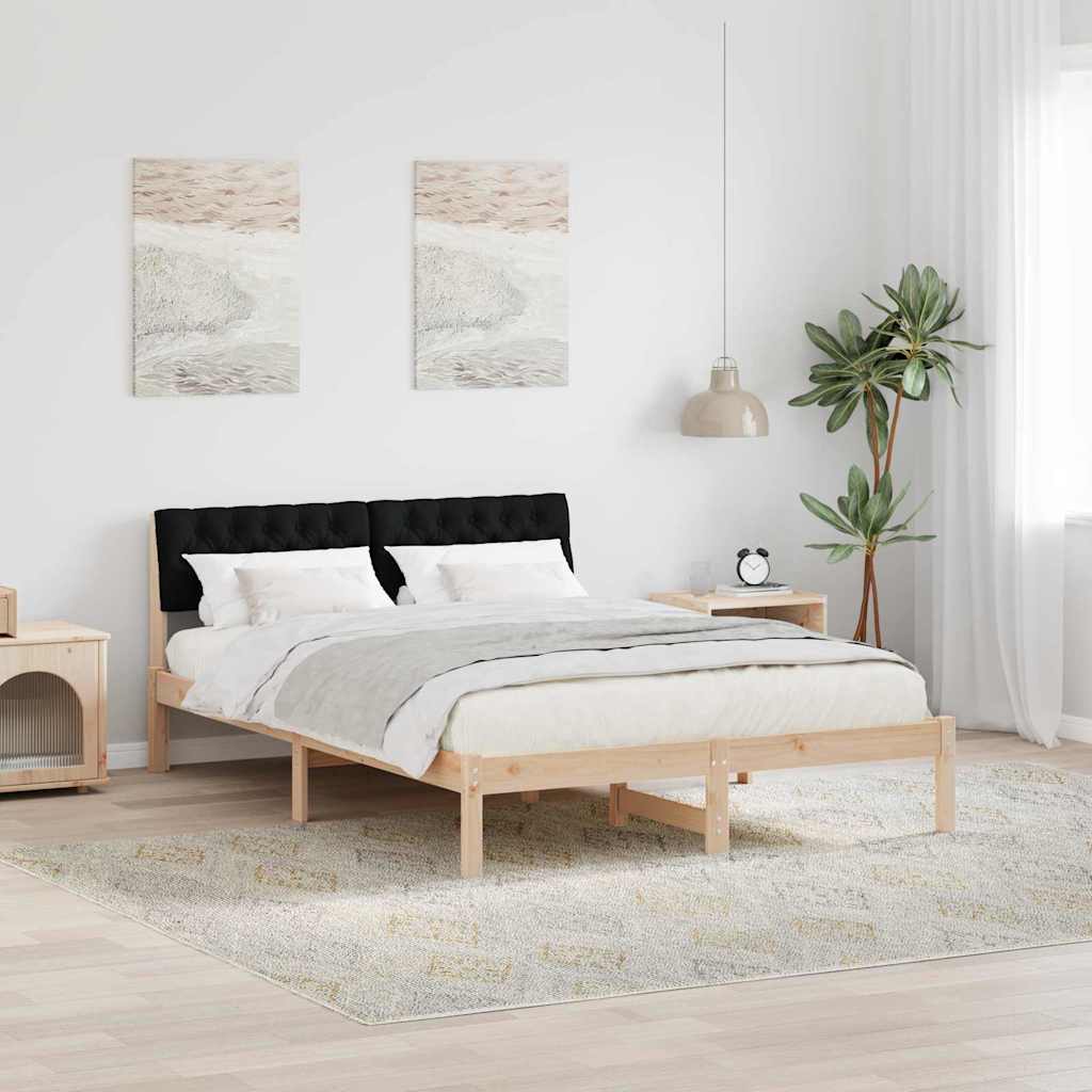 Bed frame Brown and black 140 x 200 cm Solid pine wood