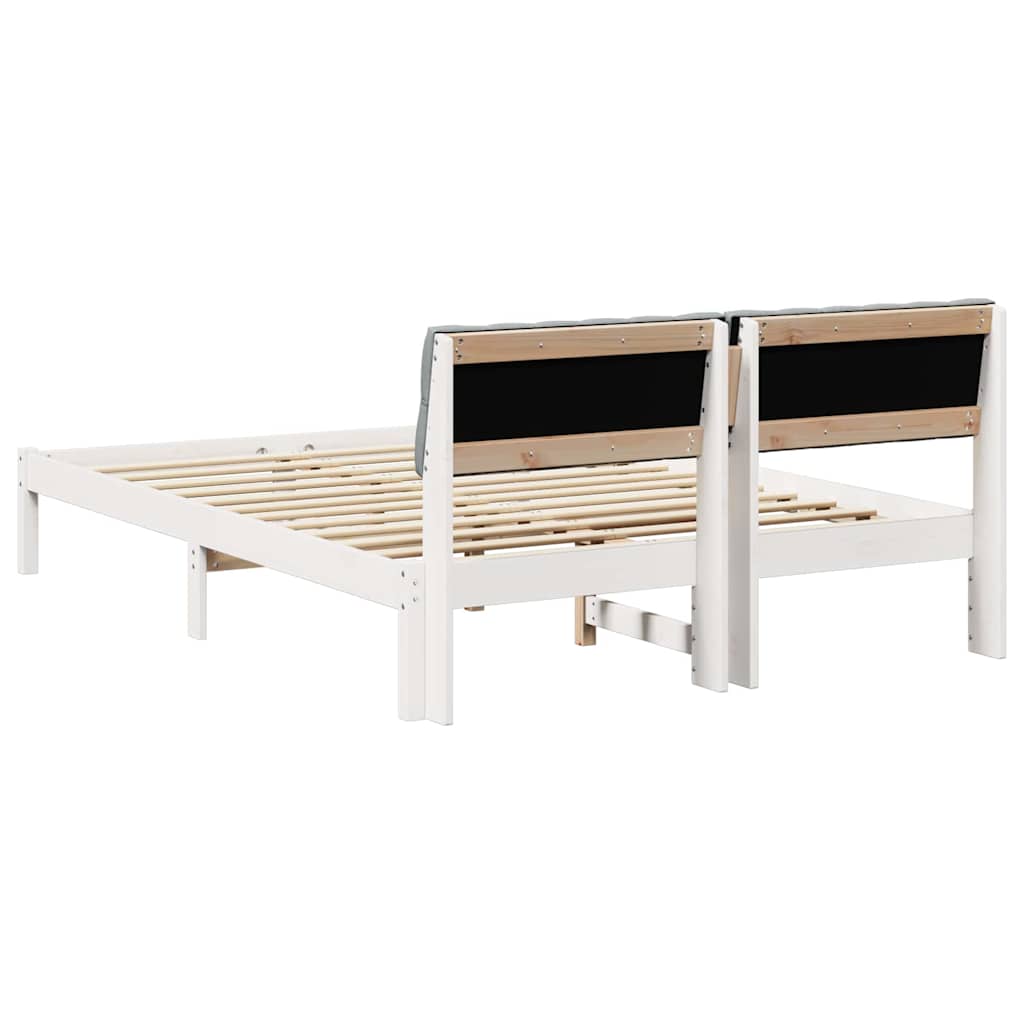 Bed frame White and light grey 140 x 200 cm Solid pine wood