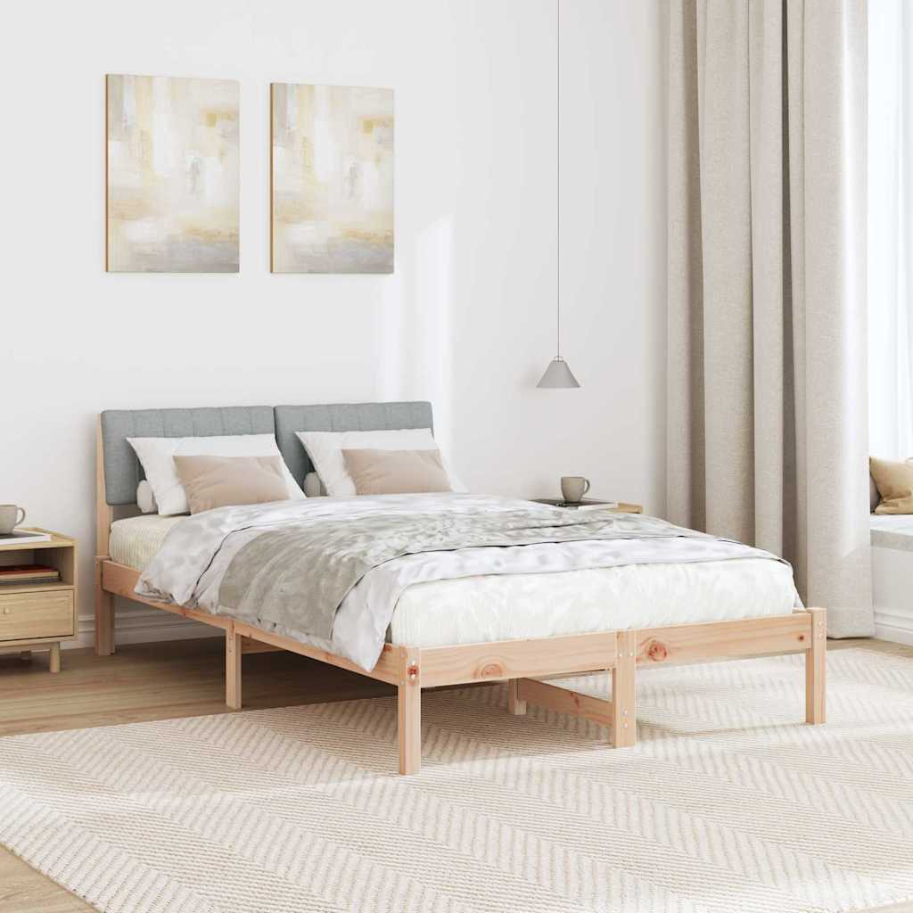 Bed frame Brown and light grey 120 x 200 cm Solid pine wood