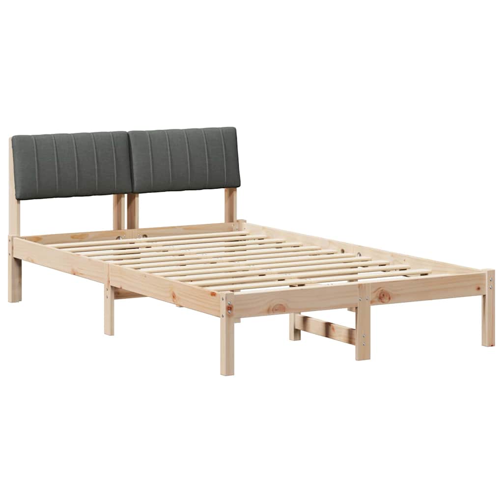 Bed frame Brown and dark grey 120 x 200 cm Solid pine wood