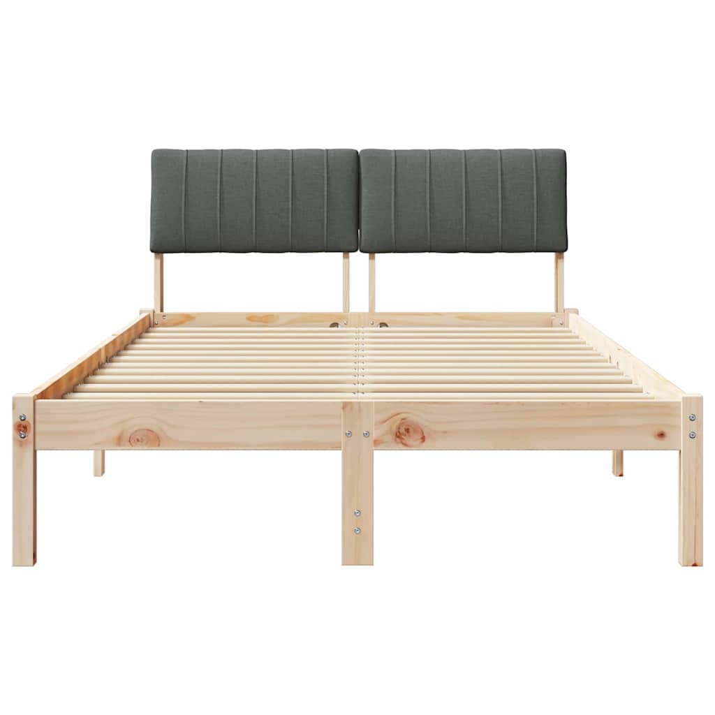Bed frame Brown and dark grey 120 x 200 cm Solid pine wood