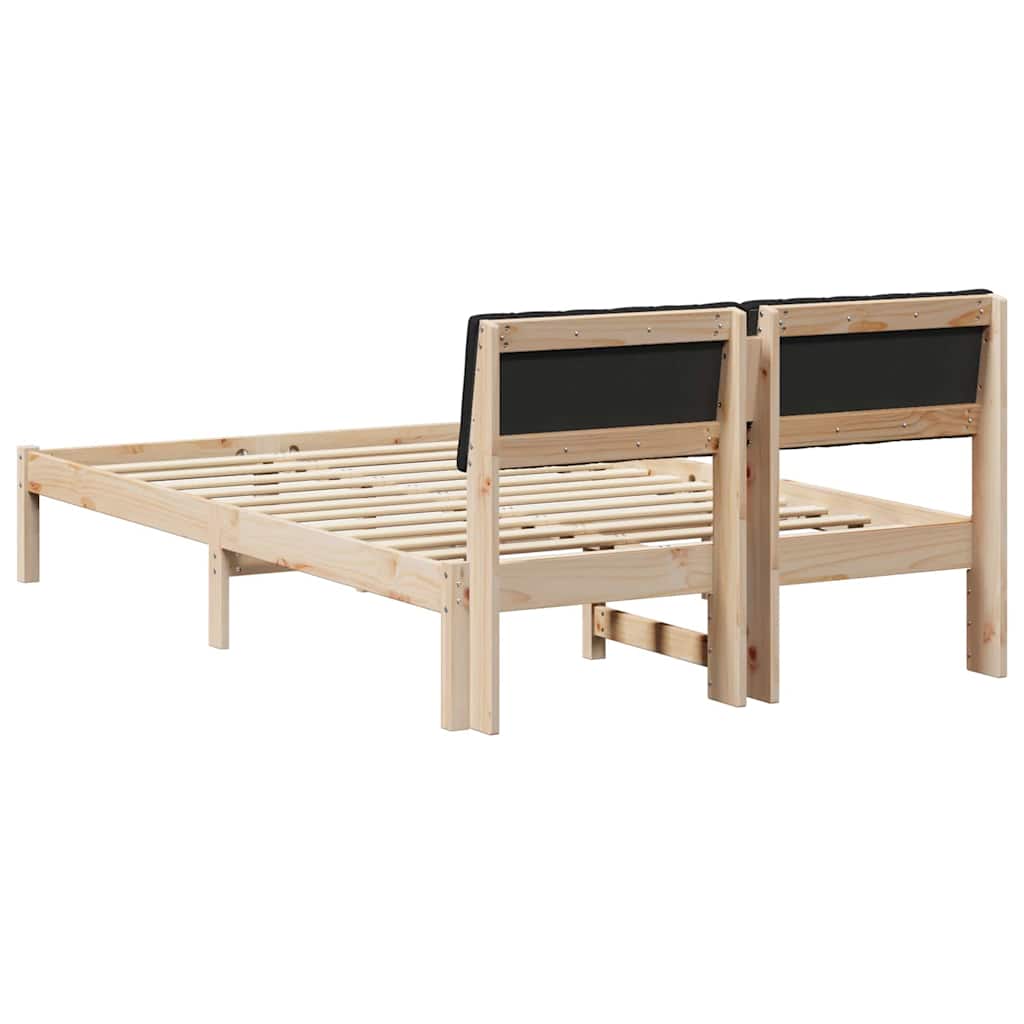 Bed frame Brown and black 120 x 200 cm Solid pine wood