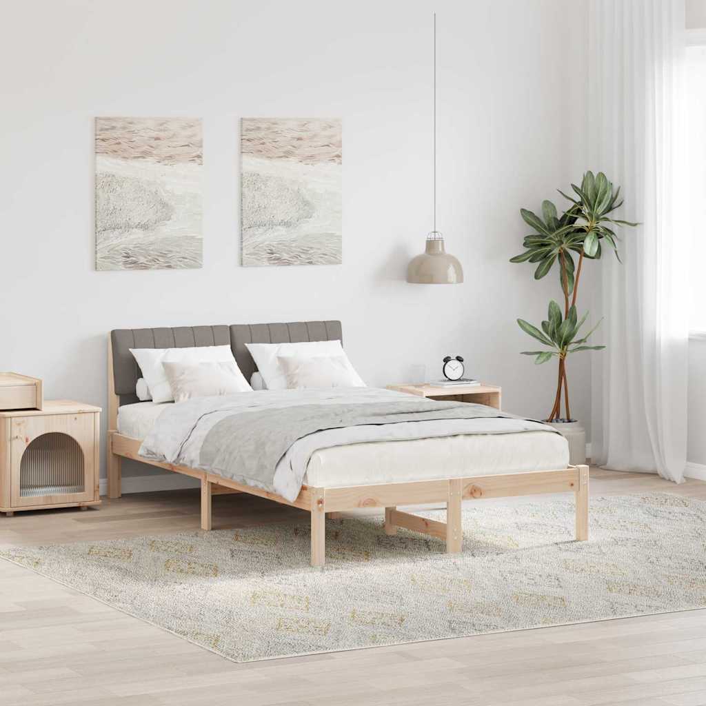 Bed frame Brown and taupe 120 x 200 cm Solid pine wood