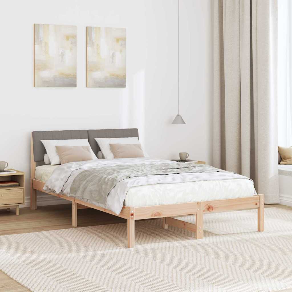 Bed frame Brown and taupe 120 x 200 cm Solid pine wood