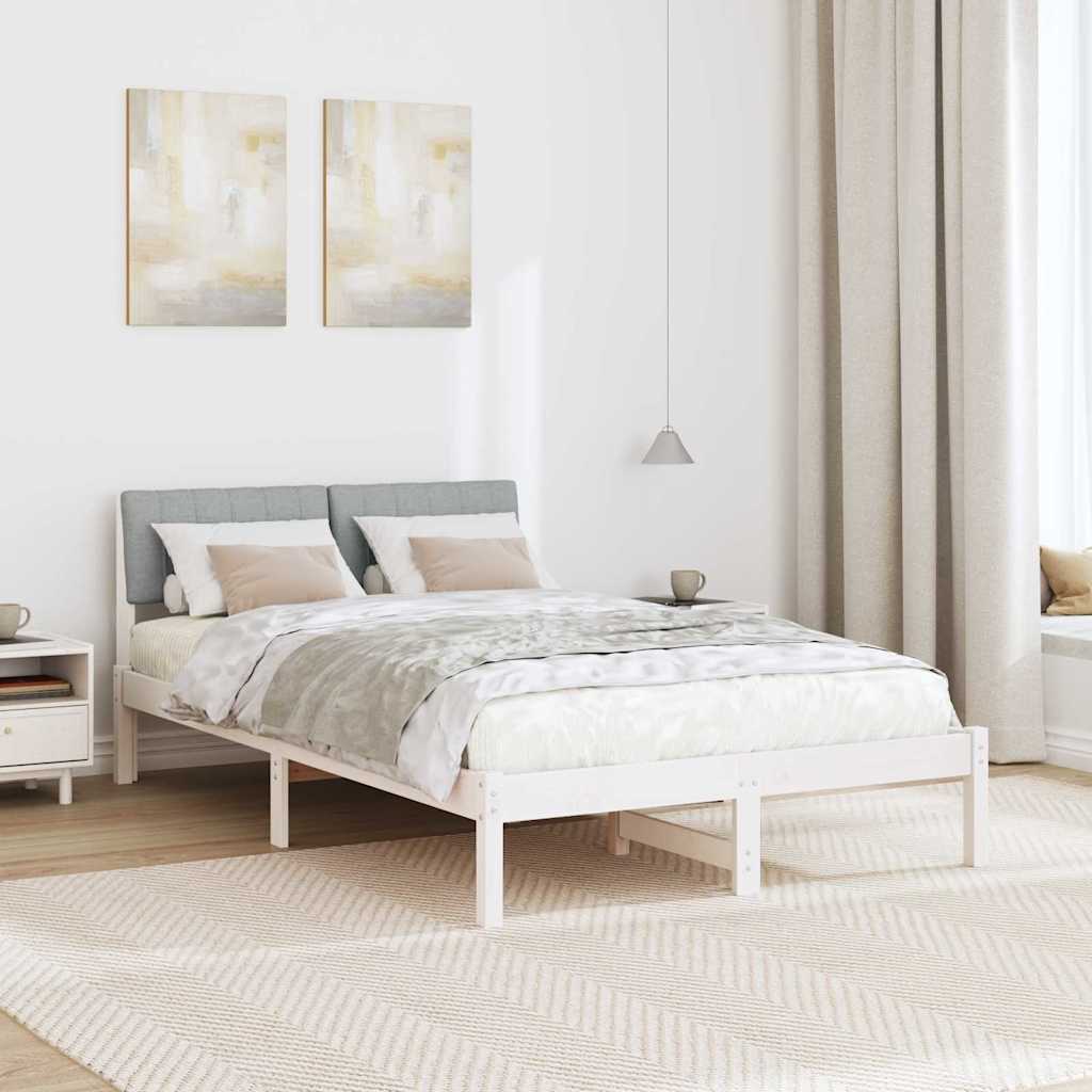 Bed frame White and light grey 120 x 200 cm Solid pine wood