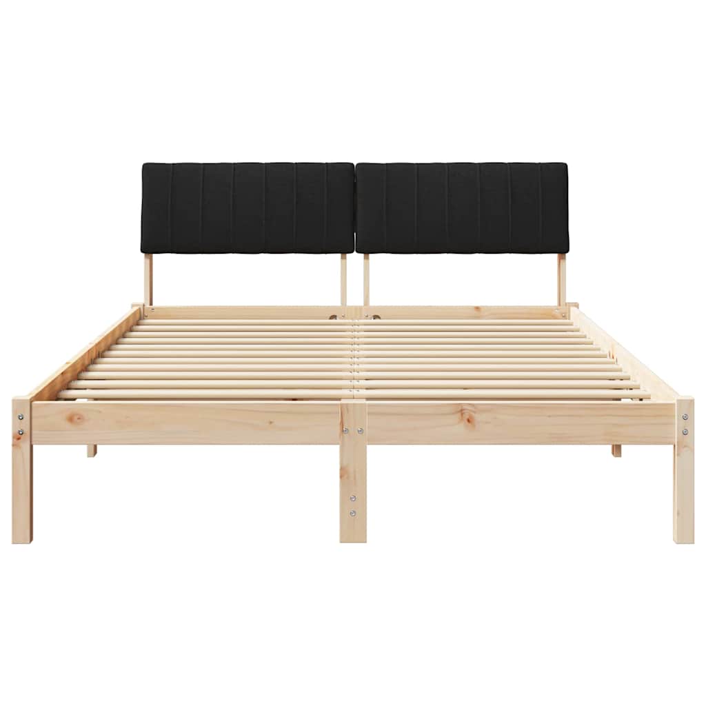 Bed frame Brown and black 140 x 190 cm Solid pine wood