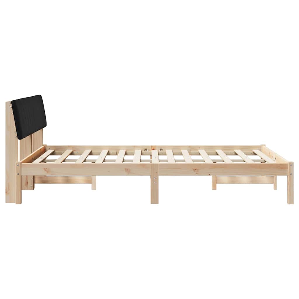 Bed frame Brown and black 140 x 190 cm Solid pine wood