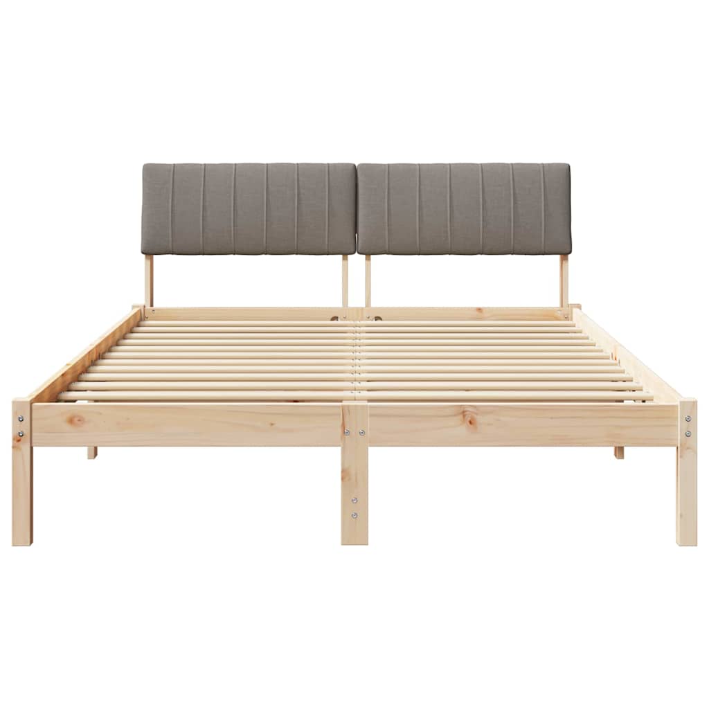 Bed frame Brown and taupe 140 x 190 cm Solid pine wood