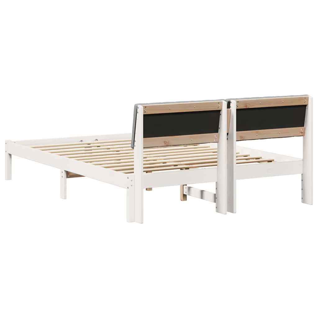 Bed frame White and light grey 140 x 190 cm Solid pine wood