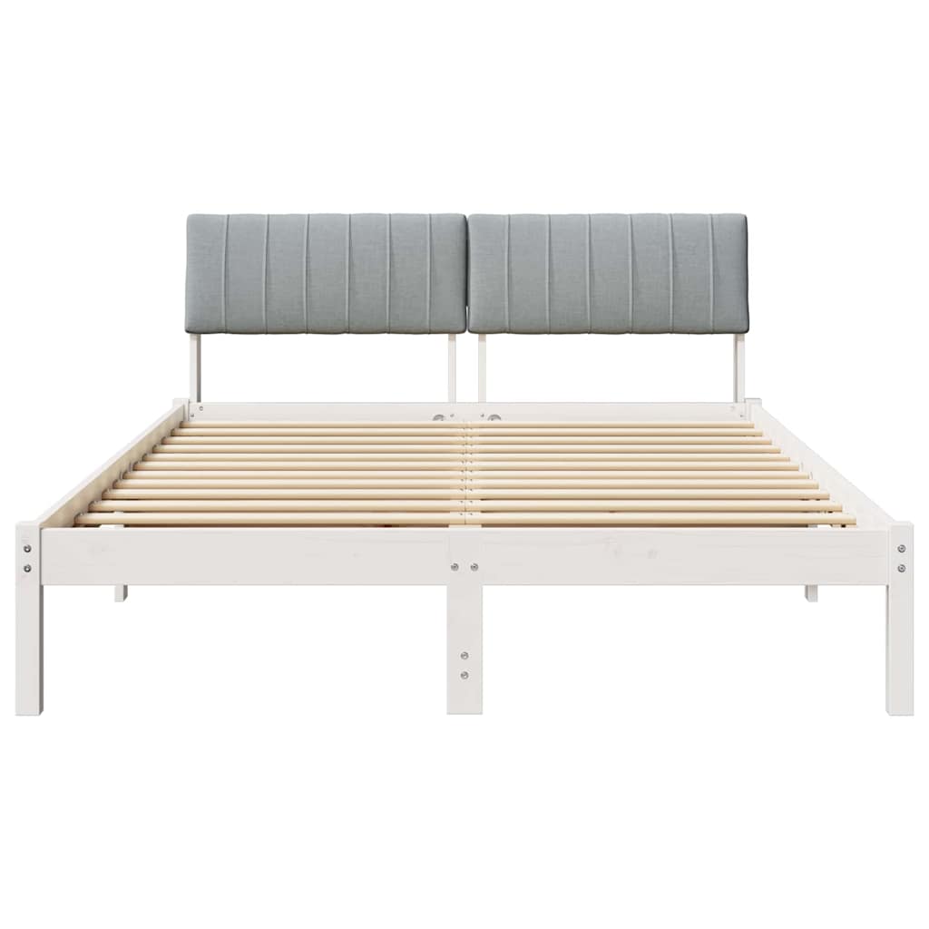 Bed frame White and light grey 140 x 190 cm Solid pine wood