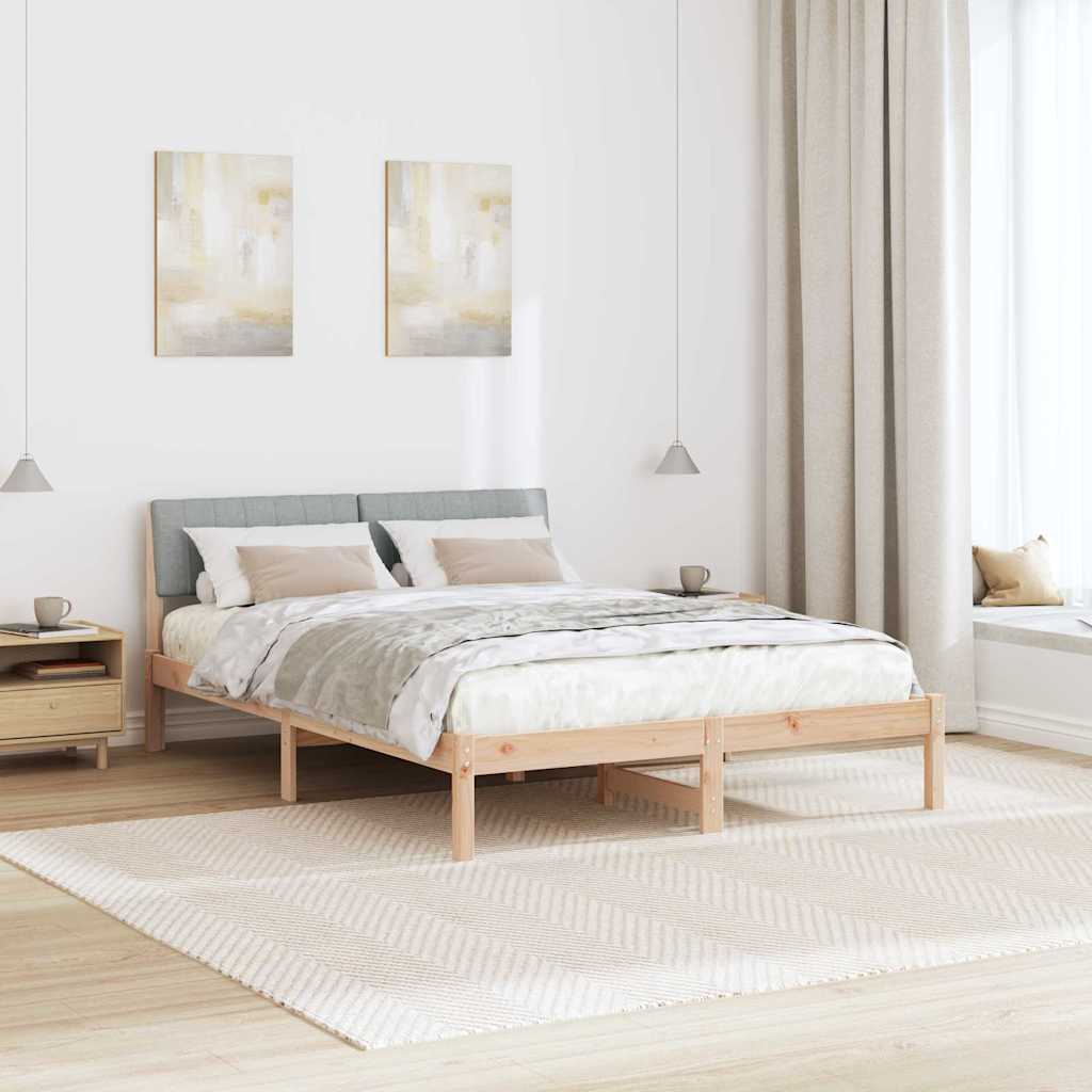 Bed frame Brown and light grey 135 x 190 cm Solid pine wood