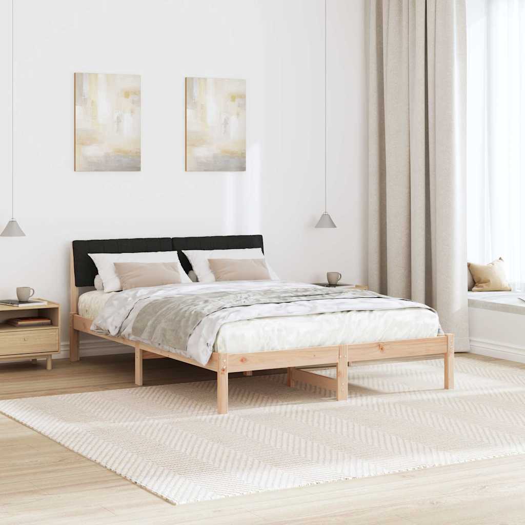 Bed frame Brown and black 135 x 190 cm Solid pine wood