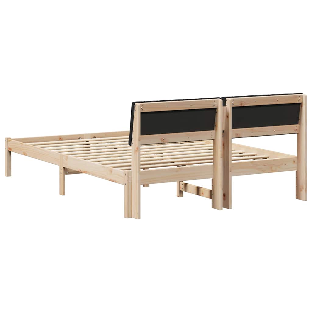 Bed frame Brown and black 135 x 190 cm Solid pine wood