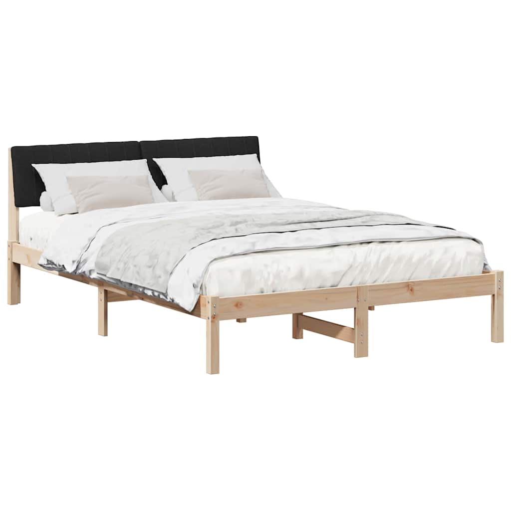 Bed frame Brown and black 135 x 190 cm Solid pine wood