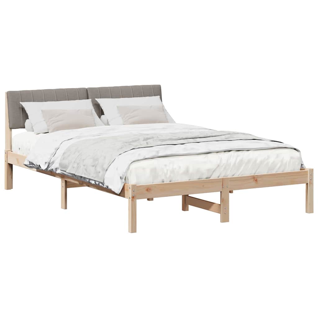 Bed frame Brown and taupe 135 x 190 cm Solid pine wood