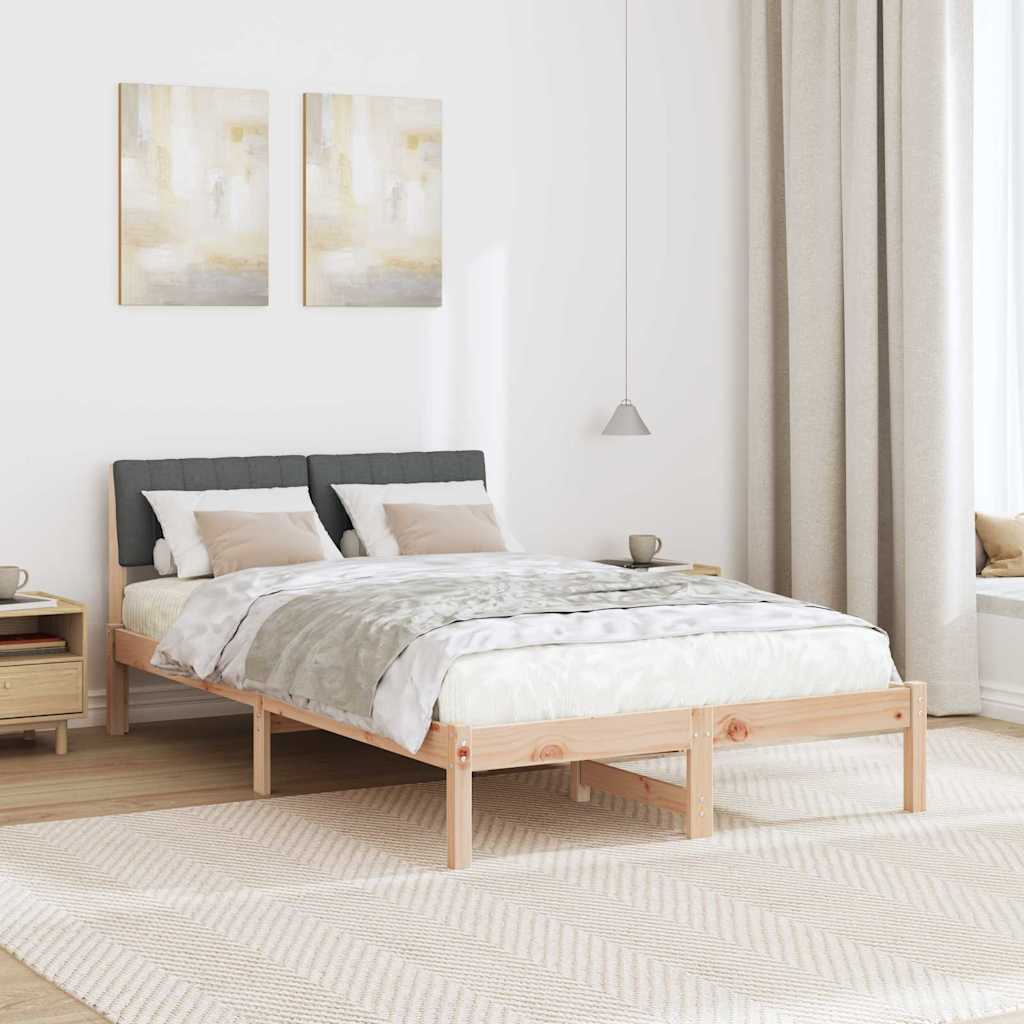 Bed frame Brown and dark grey 120 x 190 cm Solid pine wood