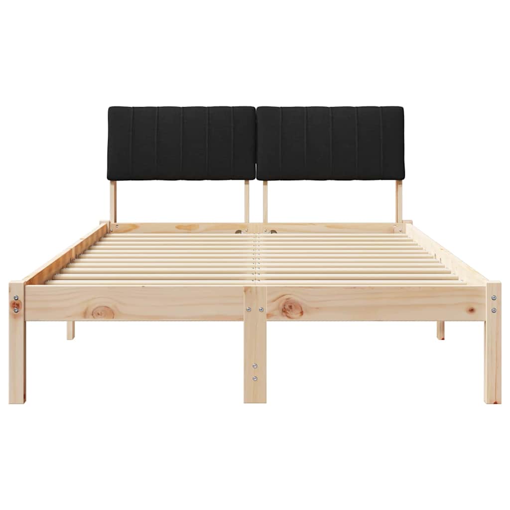 Bed frame Brown and black 120 x 190 cm Solid pine wood