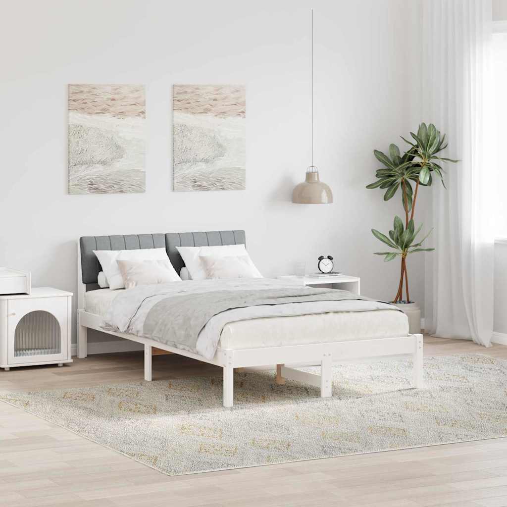 Bed frame White and light grey 120 x 190 cm Solid pine wood