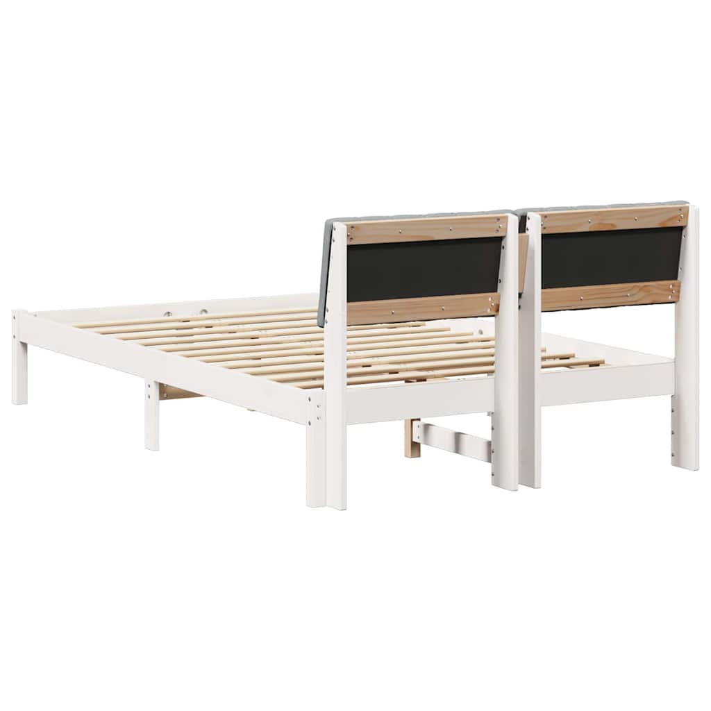 Bed frame White and light grey 120 x 190 cm Solid pine wood