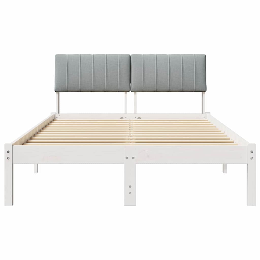 Bed frame White and light grey 120 x 190 cm Solid pine wood