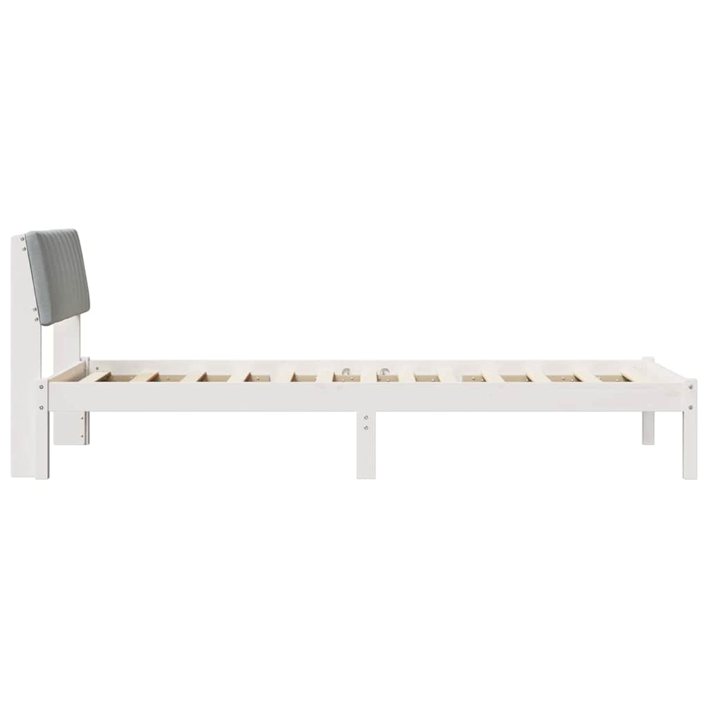 Bed frame White and light grey 120 x 190 cm Solid pine wood