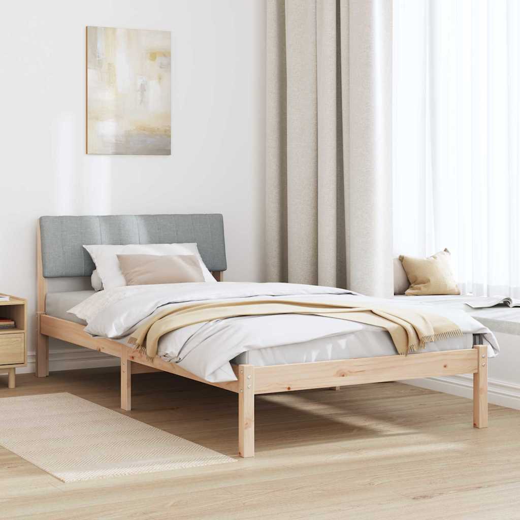 Bed frame Brown and light grey 100 x 200 cm Solid pine wood