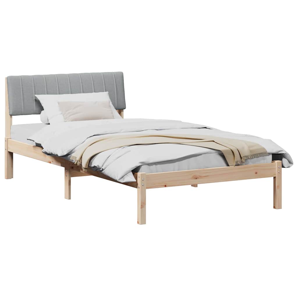 Bed frame Brown and light grey 100 x 200 cm Solid pine wood