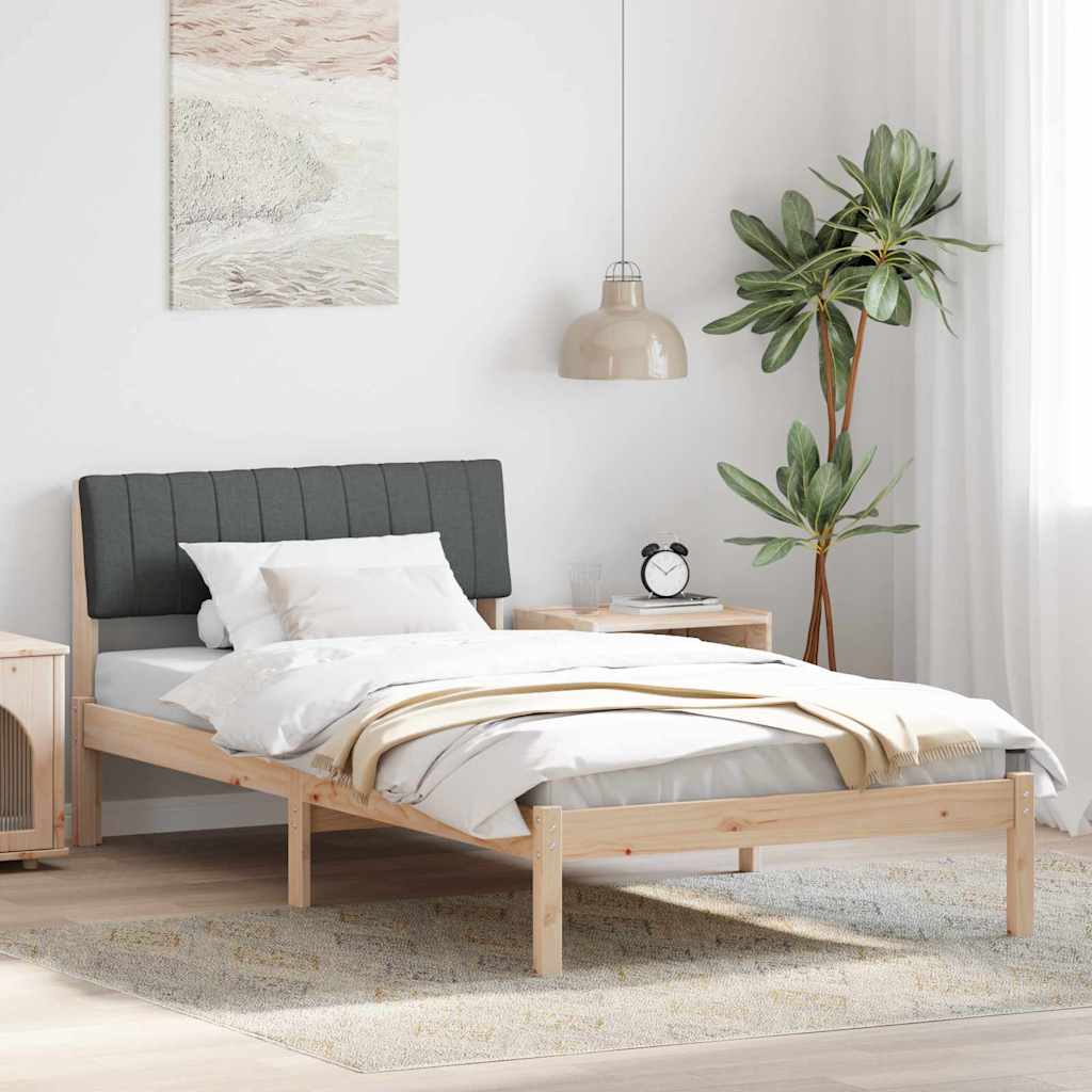 Bed frame Brown and dark grey 100 x 200 cm Solid pine wood