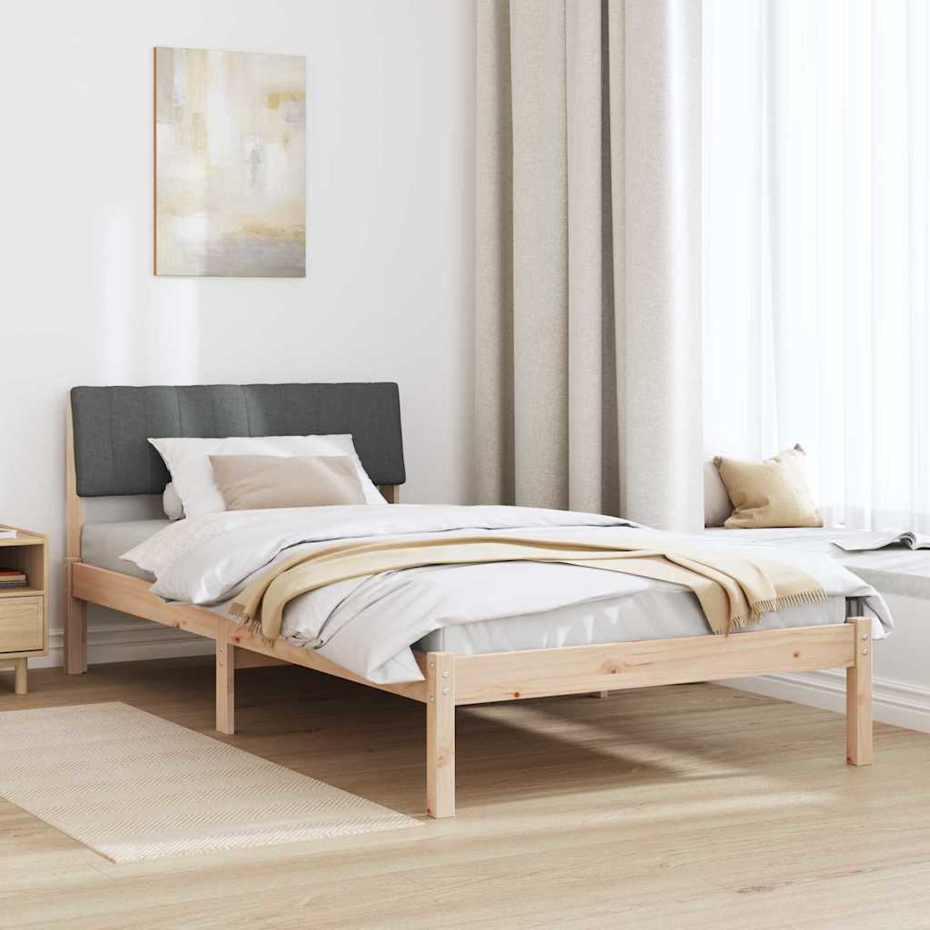 Bed frame Brown and dark grey 100 x 200 cm Solid pine wood