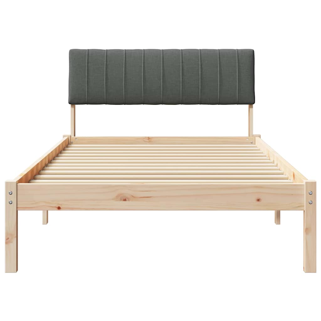 Bed frame Brown and dark grey 100 x 200 cm Solid pine wood